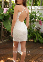 Halter Spaghetti Straps V-Neck Sleeveless Bowknot Beading Mini Homecoming Dresses