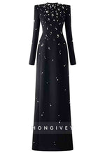 Long Sleeves Floor-Length Column Formal Gowns with Rhinestone