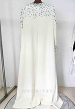 Long Sleeves A-Line Scoop Floor-Length Evening Gown with Blue Beading