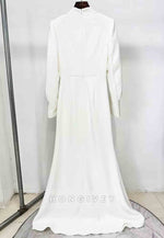 Shawl Long Sleeves Floor-Length Ivory Mermaid Formal Dresses