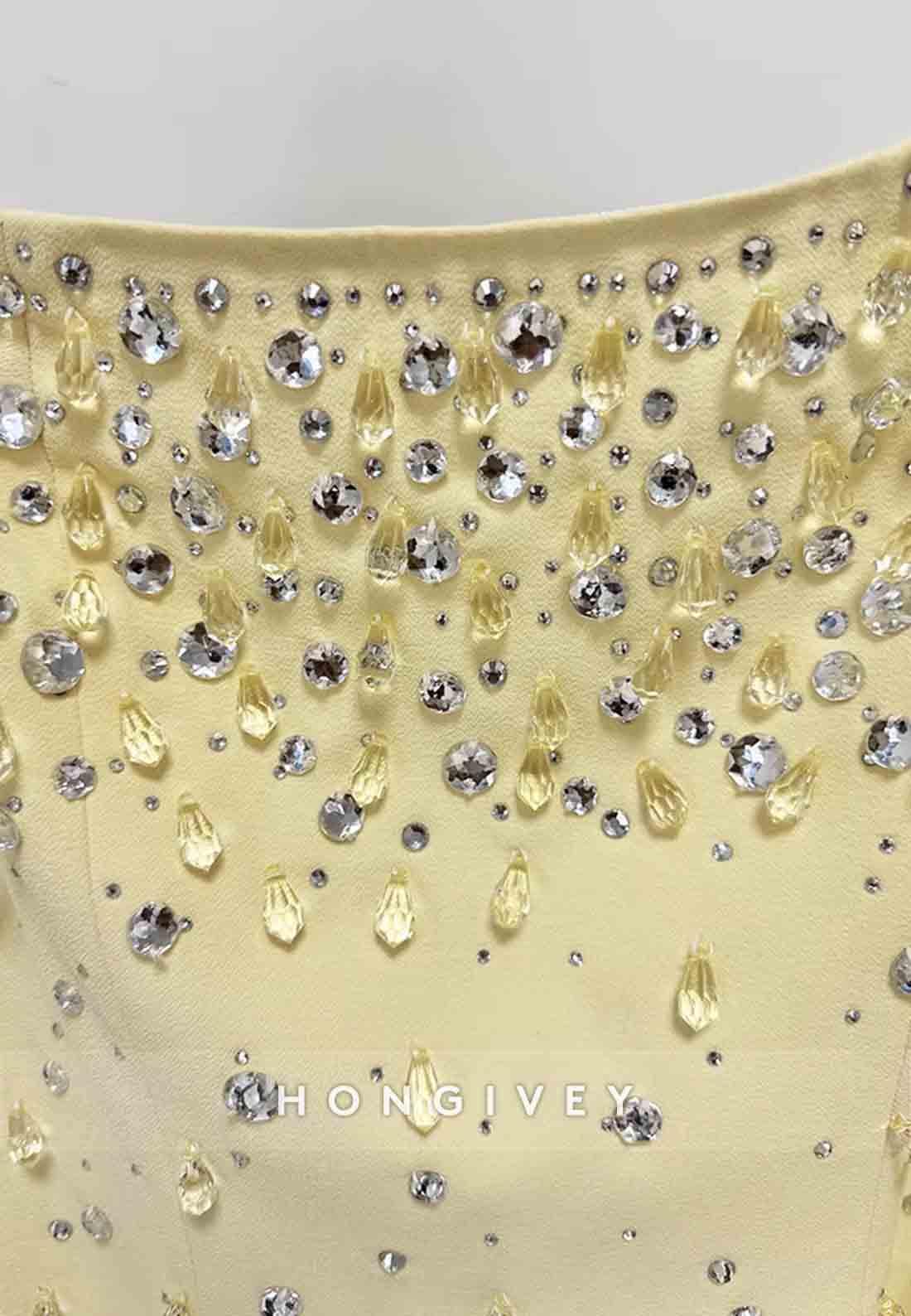 Square Neck Floor-Length Long Sleeves Column with Rhinestone