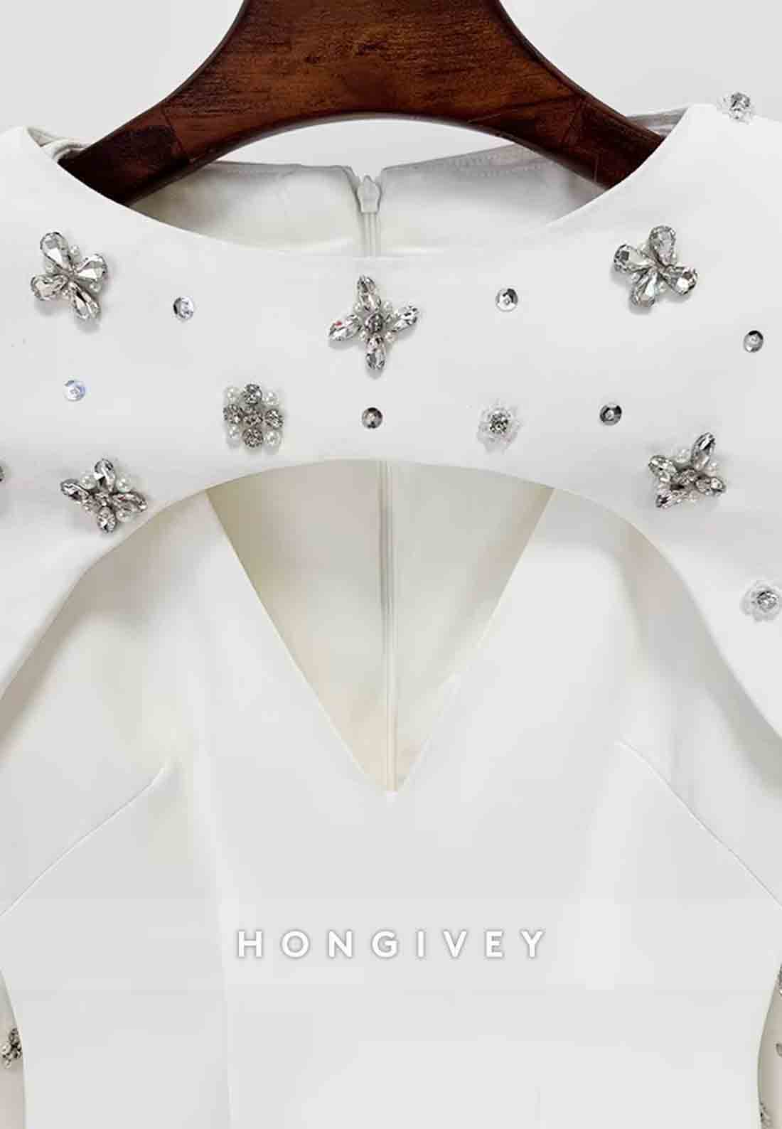 Floor-Length Column Back Zipper Formal Dresses with Pearls and Rhinestone