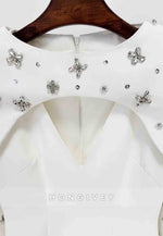 Floor-Length Column Back Zipper Formal Dresses with Pearls and Rhinestone