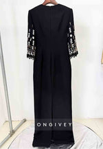 3/4 Sleeve Scoop Formal Gowns Column Floor-Length Wedding Guest