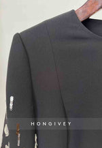 3/4 Sleeve Scoop Formal Gowns Column Floor-Length Wedding Guest