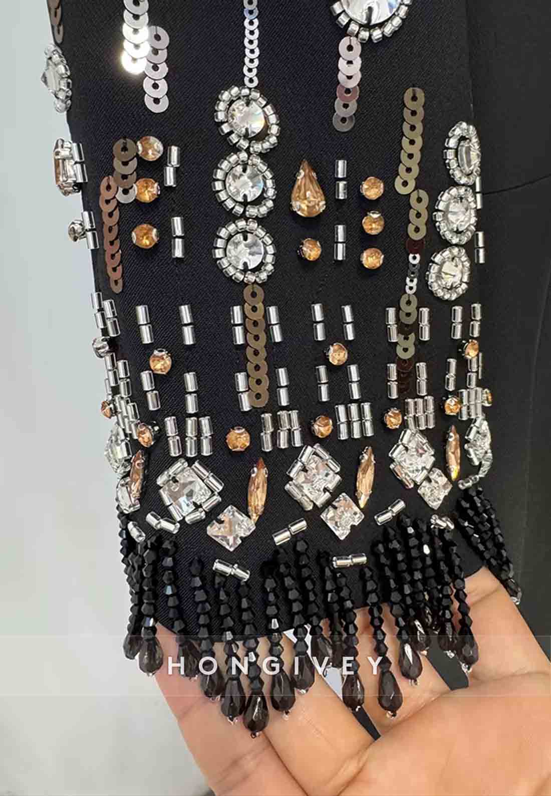 3/4 Sleeve Scoop Formal Gowns Column Floor-Length Wedding Guest