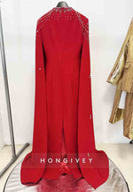 Long Sleeves A-Line Floor-Length Empire Evening Gown with Rhinestone