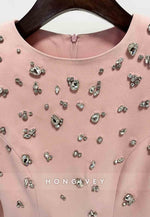 Long Sleeves Floor-Length Column Formal Gowns with Rhinestone