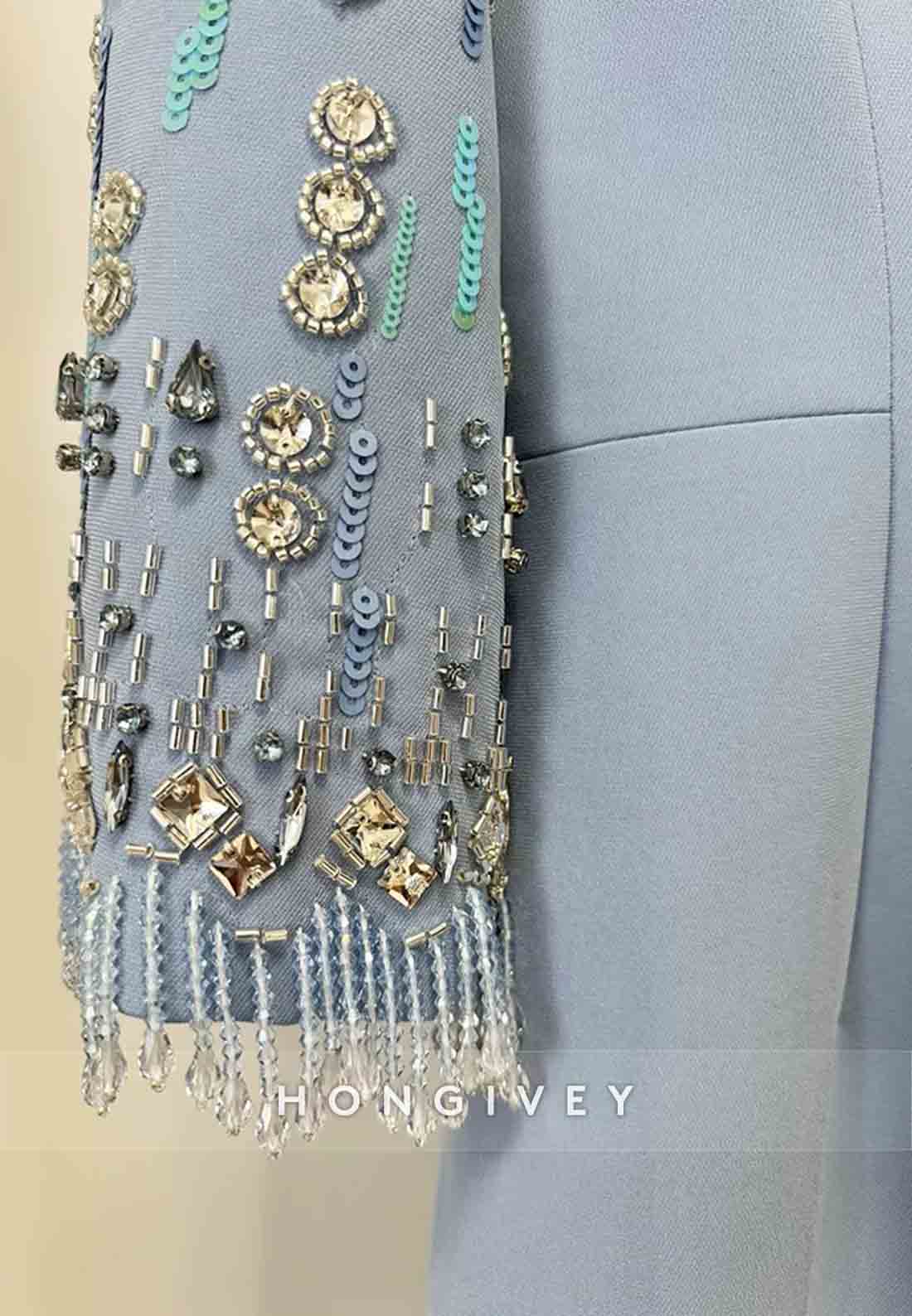 3/4 Sleeve Scoop Formal Gowns Column Floor-Length Wedding Guest