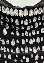 Off the Shoulder Floor-Length Long Sleeves Mermaid Evening Gowns with Rhinestone