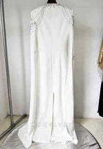 Long Sleeves A-Line Floor-Length Empire Evening Gown with Rhinestone