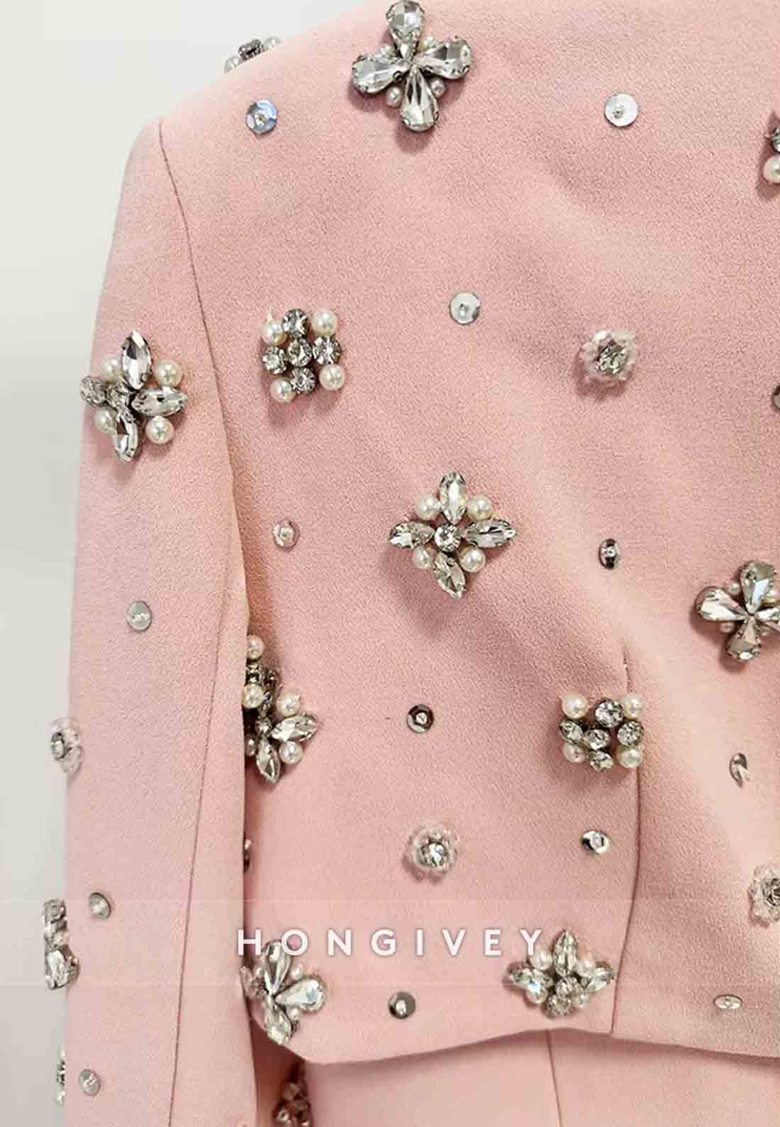 Floor-Length Column Back Zipper Formal Dresses with Pearls and Rhinestone