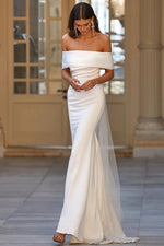 Mermaid Wedding Dress Satin Off the Shoulder Formal Dress