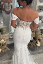 Mermaid Appliqued Sweetheart Boho Wedding Dress With Court Train