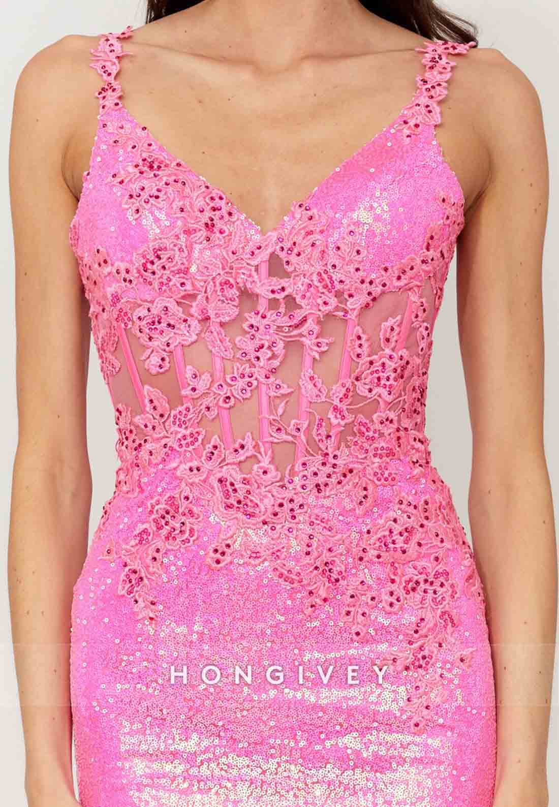 Shoulder Flower Glitter Mermaid Prom Dresses Sequined Formal Dress