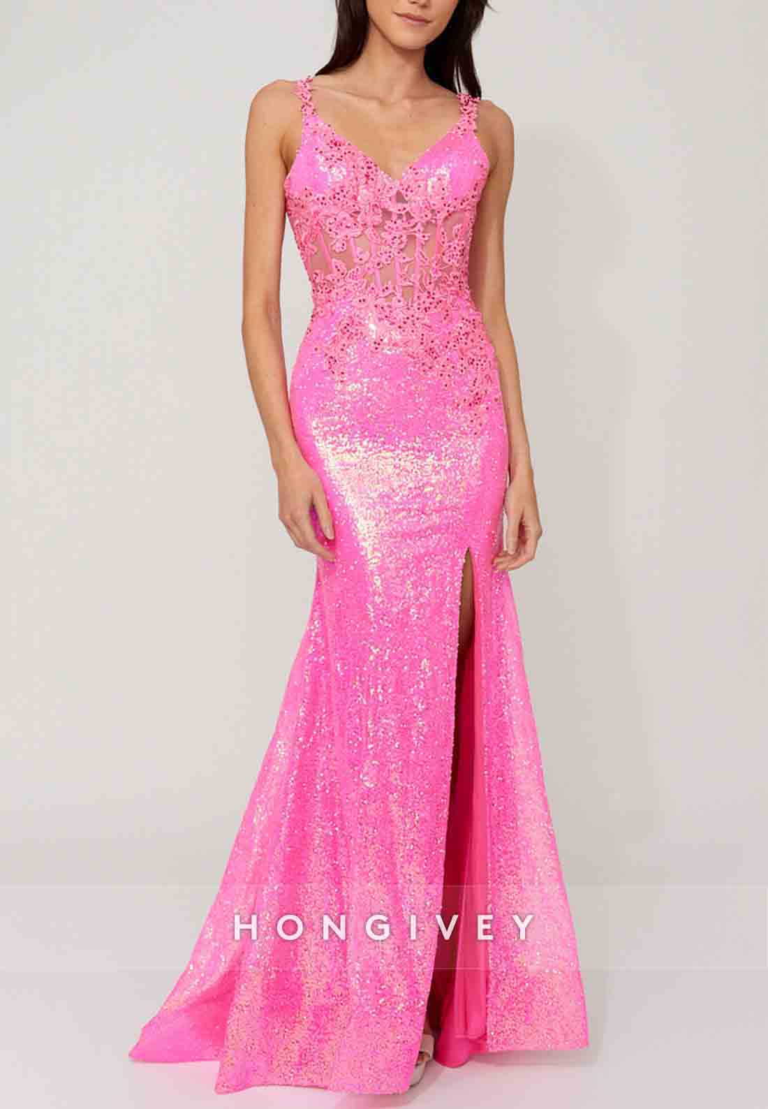 Shoulder Flower Glitter Mermaid Prom Dresses Sequined Formal Dress