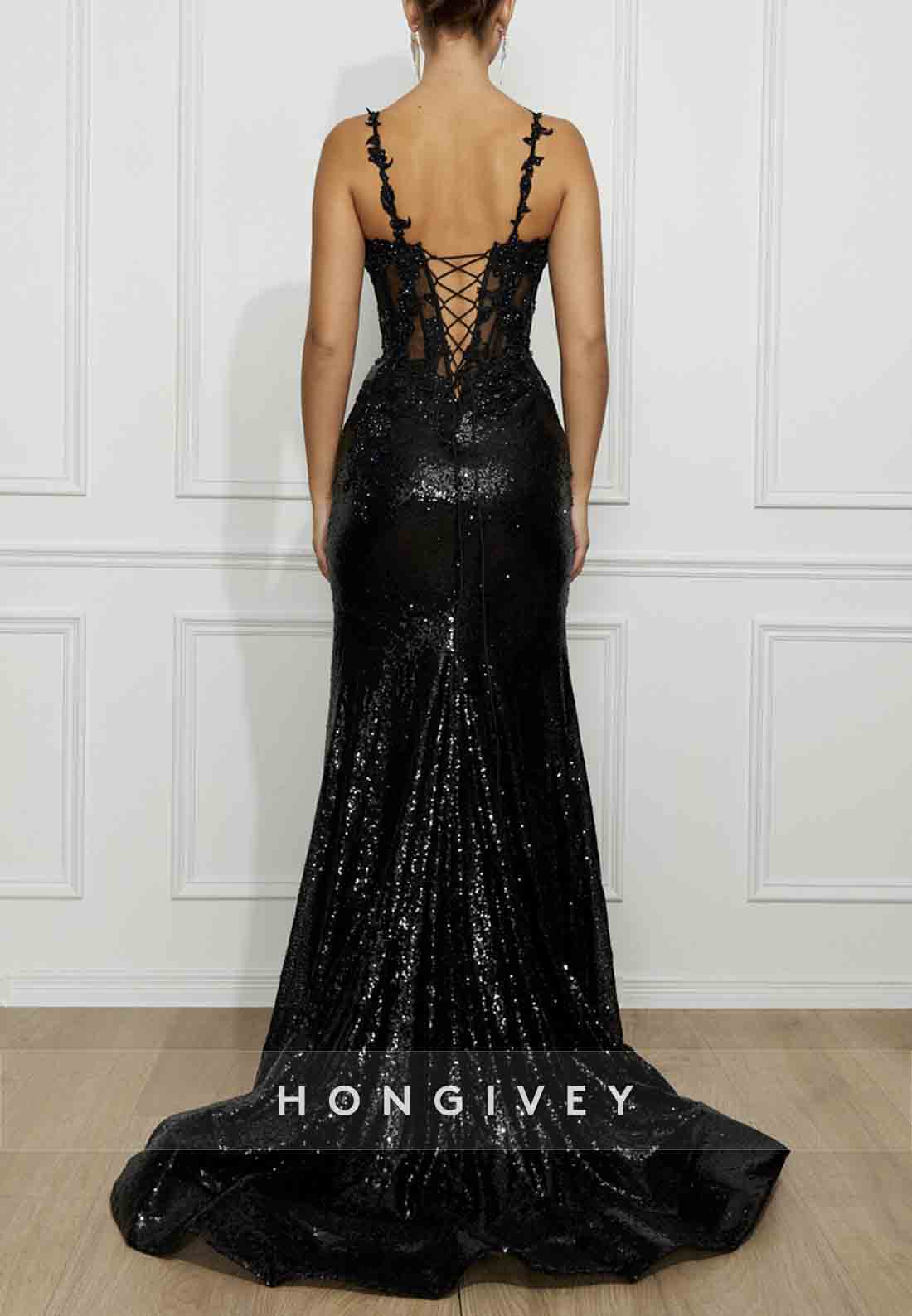 Shoulder Flower Glitter Mermaid Prom Dresses Sequined Formal Dress