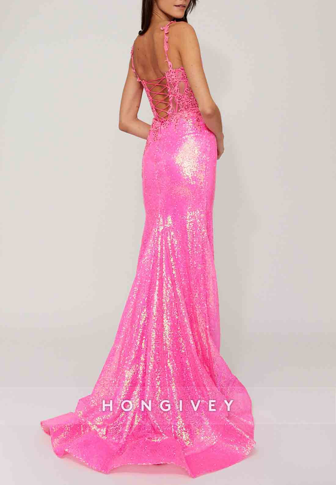 Shoulder Flower Glitter Mermaid Prom Dresses Sequined Formal Dress