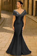 Mermaid Trumpet Floor Length Beaded Eembroidered Formal Dresses Mother of the Bride Dress Evening Gown