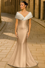 Mermaid Trumpet Floor Length Beaded Eembroidered Formal Dresses Mother of the Bride Dress Evening Gown