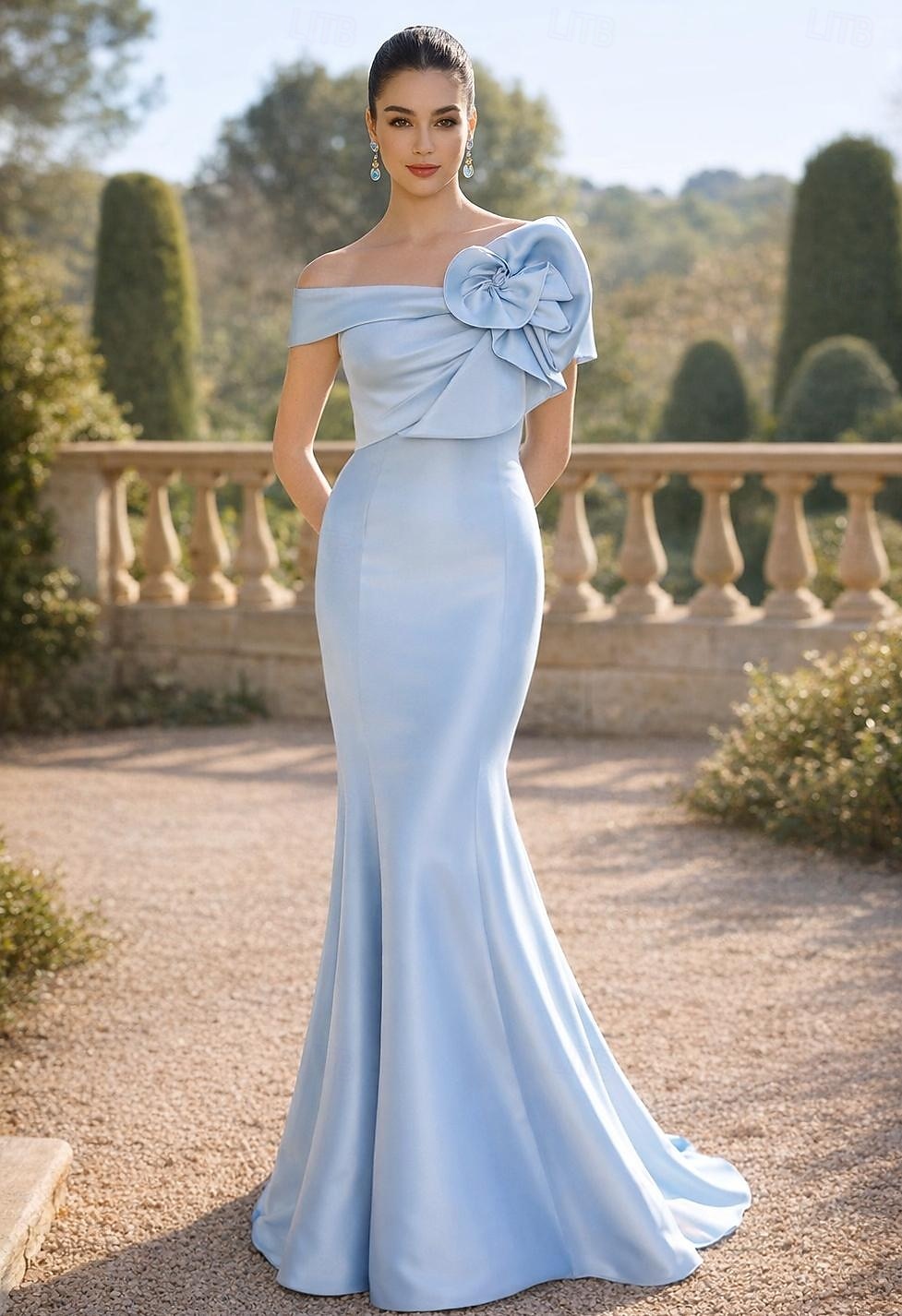 Mermaid Trumpet Floor Length Evening Gown Off the Shoulder Mermaid