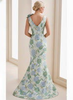 Mermaid Trumpet Floor Length Formal Dresses Floral Dress Evening Gown