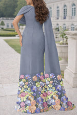 Mermaid Trumpet Sheath Column Floor Length Ball Gown with Cape Evening Gown