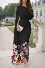 Mermaid Trumpet Sheath Column Floor Length Ball Gown with Cape Evening Gown