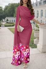 Mermaid Trumpet Sheath Column Floor Length Ball Gown with Cape Evening Gown