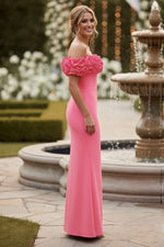 Flowers Off the Shoulder Sleeveless Mermaid Evening Dress