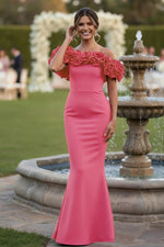 Flowers Off the Shoulder Sleeveless Mermaid Evening Dress