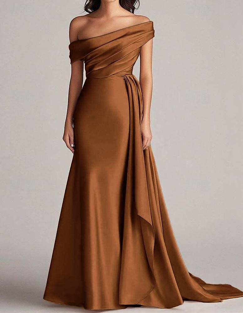 Sleeveless Off the Shoulder Mermaid Floor-Length Evening Dress