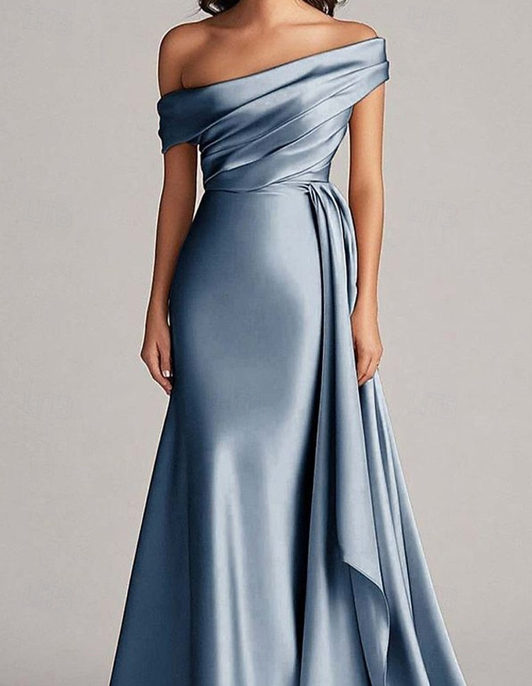 Sleeveless Off the Shoulder Mermaid Floor-Length Evening Dress