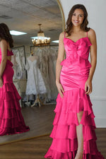 Mermaid V-Neck Ruffle Chiffon Yellow Flower Prom Dress