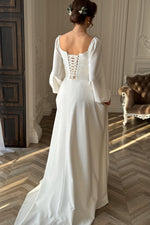 Modest Strapless Long Sleeve Wedding Dress Elopement Wedding Dress