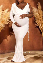 Maternity Off Shoulder Backless Irregular Bodycon Mermaid Elegant Party Gown Baby Shower Mermaid Wedding Dresses