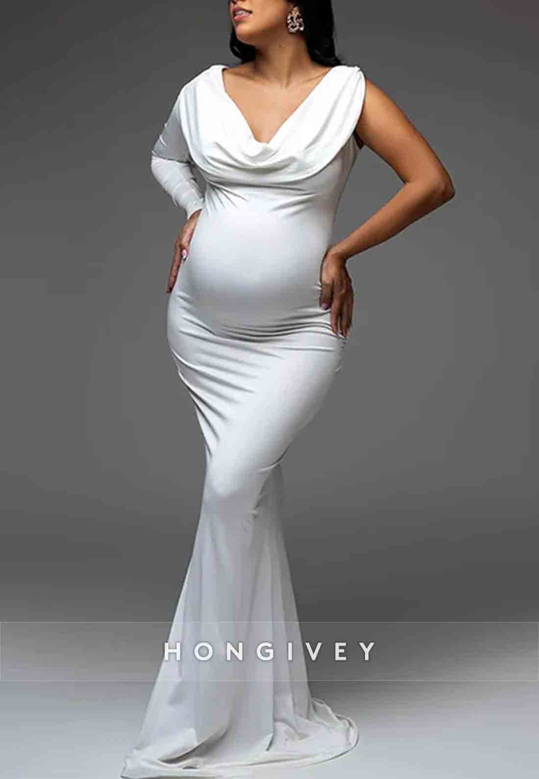 Maternity Off Shoulder Backless Irregular Bodycon Mermaid Elegant Party Gown Baby Shower Mermaid Wedding Dresses