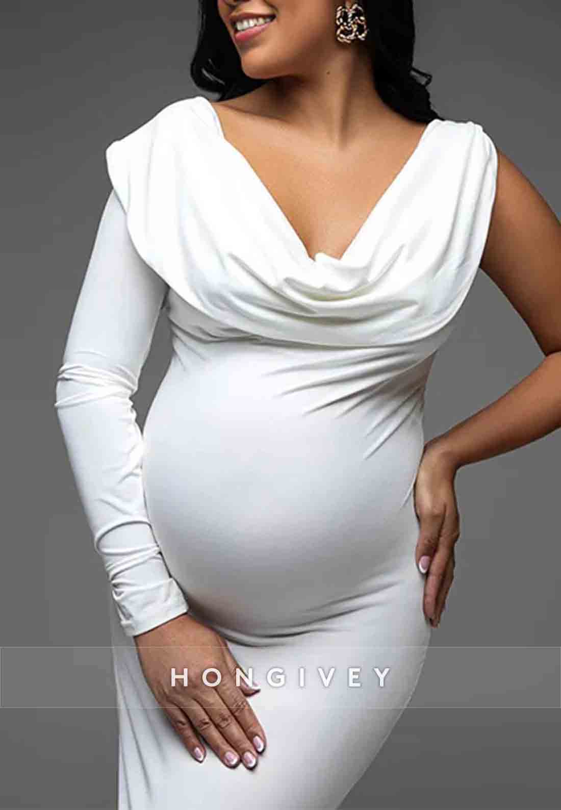 Maternity Off Shoulder Backless Irregular Bodycon Mermaid Elegant Party Gown Baby Shower Mermaid Wedding Dresses