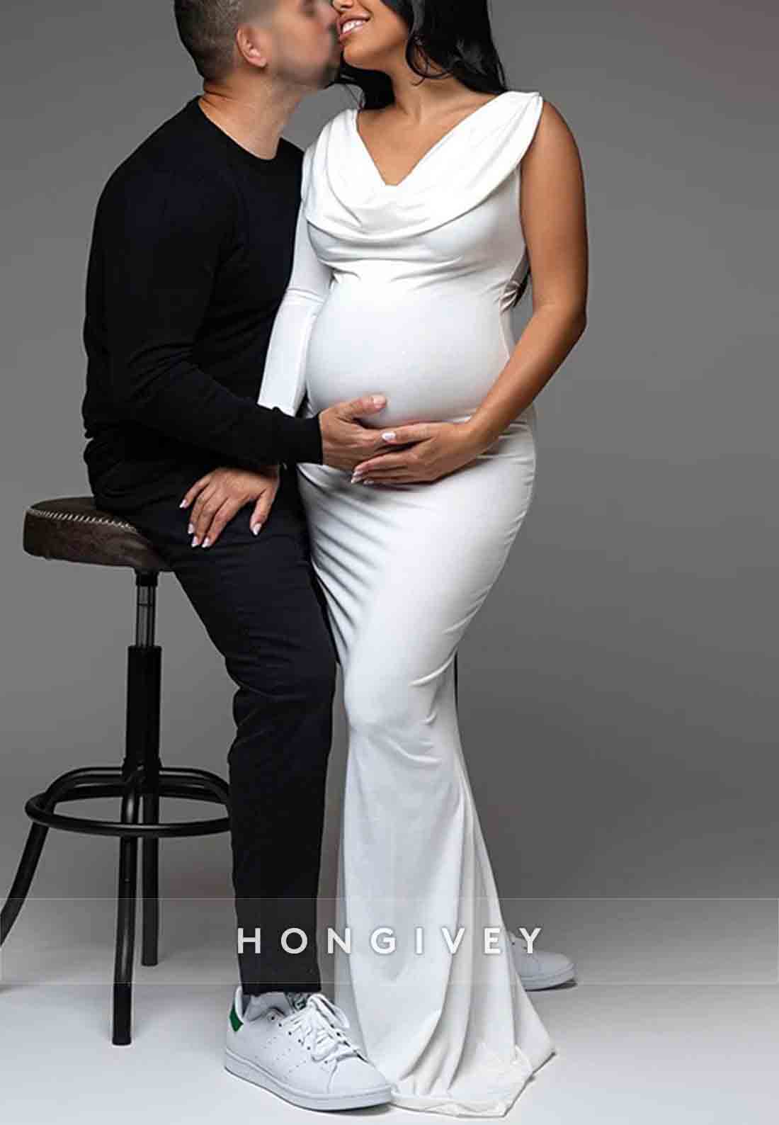 Maternity Off Shoulder Backless Irregular Bodycon Mermaid Elegant Party Gown Baby Shower Mermaid Wedding Dresses