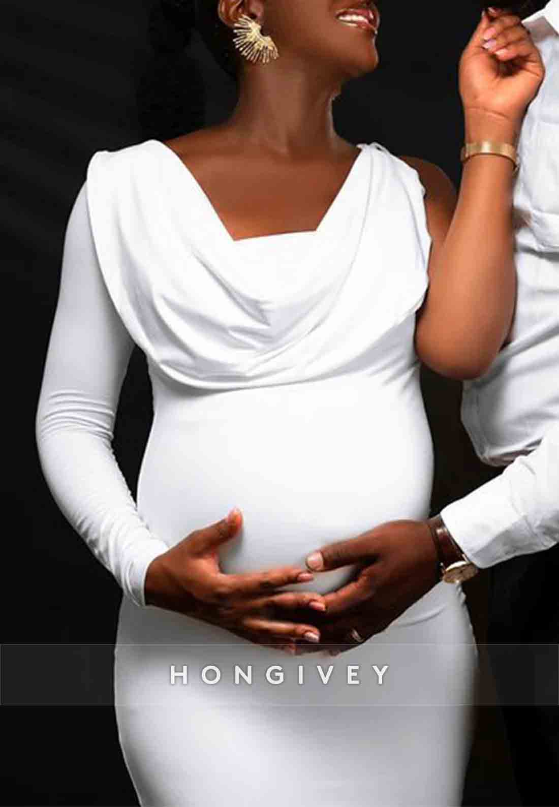 Maternity Off Shoulder Backless Irregular Bodycon Mermaid Elegant Party Gown Baby Shower Mermaid Wedding Dresses