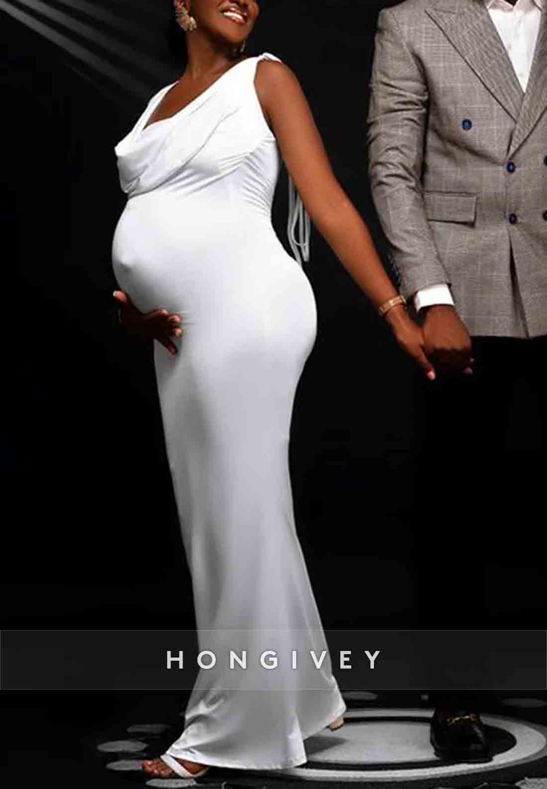 Maternity Off Shoulder Backless Irregular Bodycon Mermaid Elegant Party Gown Baby Shower Mermaid Wedding Dresses