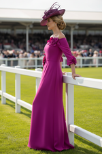 Off the Shoulder 3/4 Sleeve Flowers Mermaid Mother of the Bride Dress