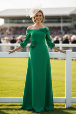 Off the Shoulder 3/4 Sleeve Flowers Mermaid Mother of the Bride Dress