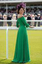 Off the Shoulder 3/4 Sleeve Flowers Mermaid Mother of the Bride Dress