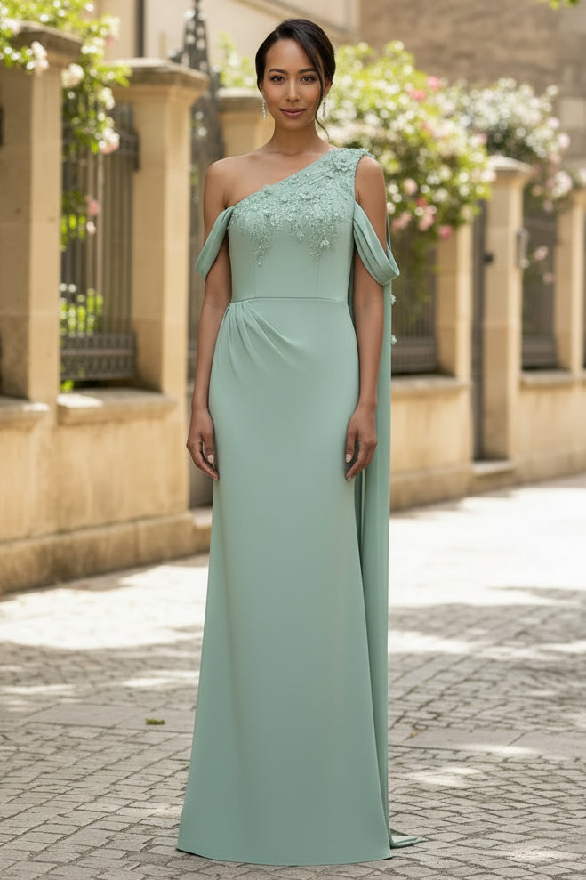 Flowers Beaded Sleeveless Mermaid Floor-Length Mother of the Bride Dress