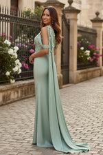 Flowers Beaded Sleeveless Mermaid Floor-Length Mother of the Bride Dress