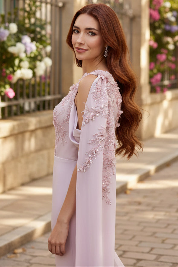 Flowers Beaded Sleeveless Mermaid Floor-Length Mother of the Bride Dress