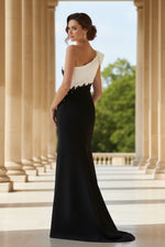One Shoulder Sleeveless Applique Mermaid Floor-Length Mother of the Bride Dress