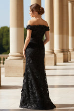 Off the Shoulder Flowers Sleeveless Mermaid Evening Dress