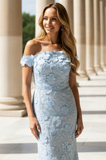 Off the Shoulder Flowers Sleeveless Mermaid Evening Dress